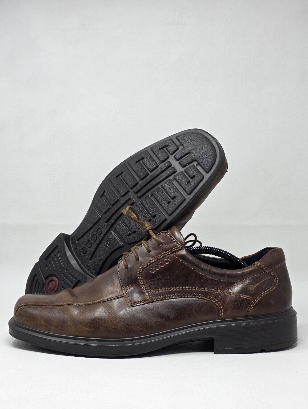 ECCO Shoes Men's Size EU 46 Helsinki Lace Up Oxford Brown Leather Casual